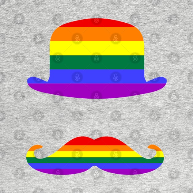 Funny Mustache Gay Pride Flag Bowler Hat by Scar